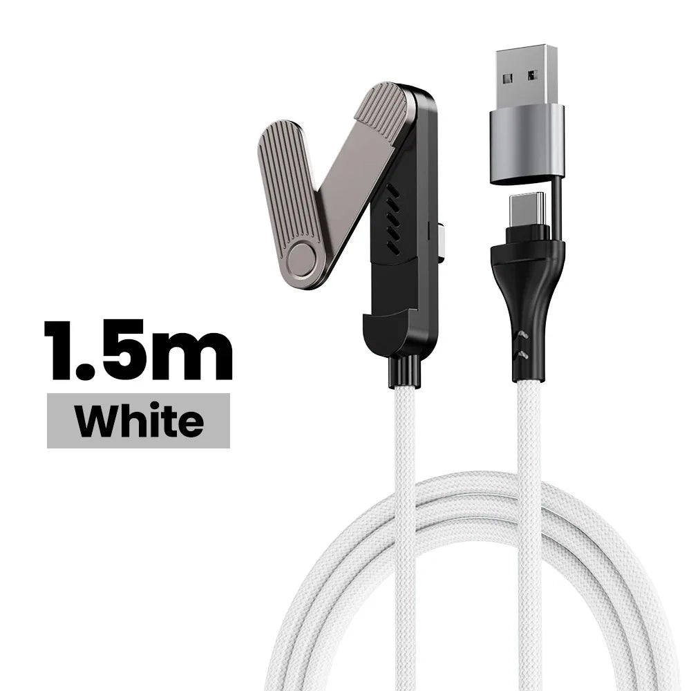 65W 3-in-1 USB-C Fast Charging Cable with Phone Stand Holder