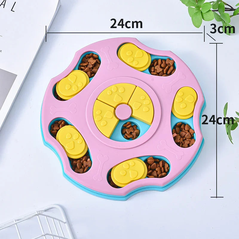 Dog Puzzle Toys Slow Feeder Interactive Increase Puppy IQ Food Dispenser Slowly Eating NonSlip Bowl Pet Cat Dogs Training Game Peaceful Pleasures Health and Wellness Pentagonal Pink