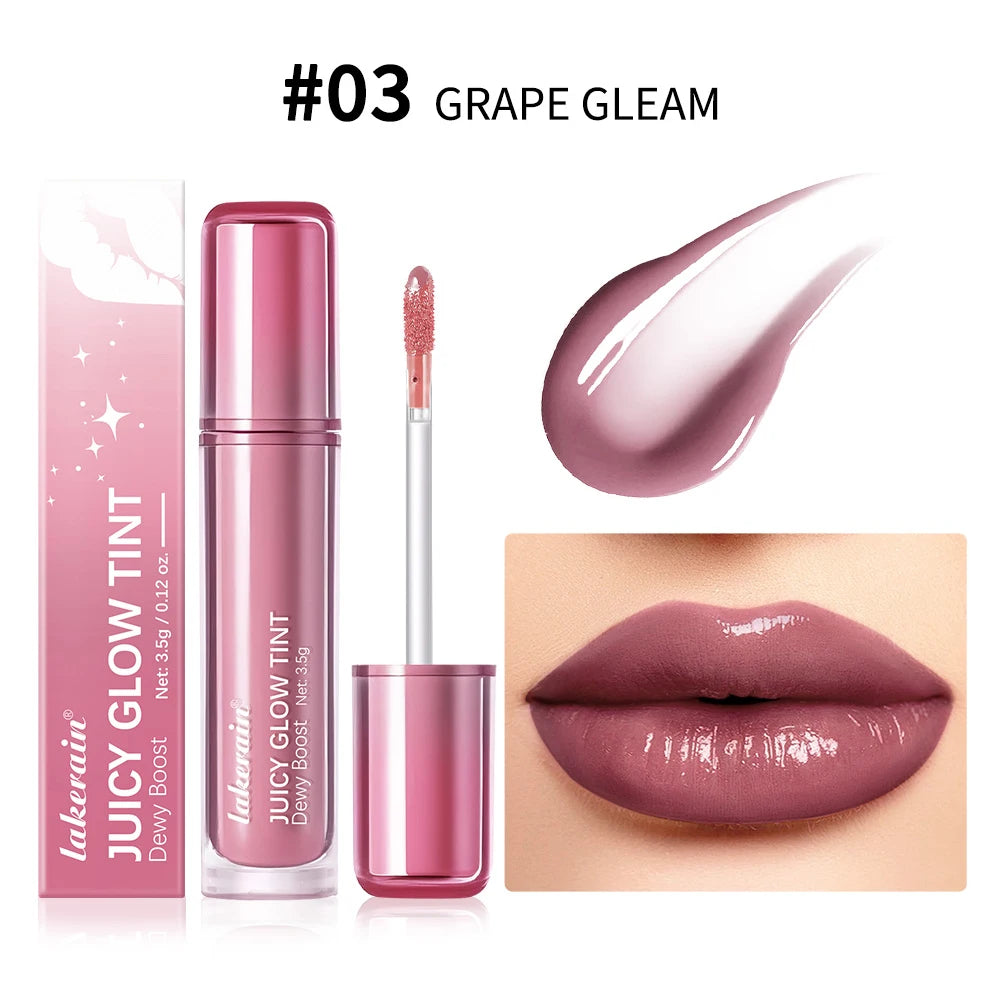 Waterproof Lip Gloss Long Lasting Moisturizing Halo Dyeing Mirror Glass Shine Color Cosmetics Care Oil Plumper Peaceful Pleasures Health and Wellness 3Grape Gleam