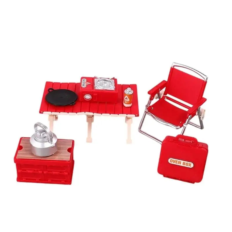 Miniature Camping Chair & Table Set | Dollhouse Figurine