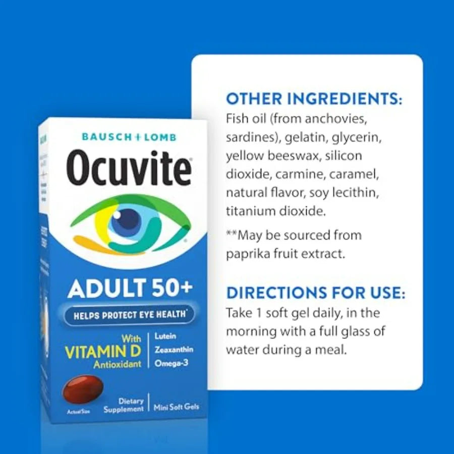 50+ Eye Vitamin & Mineral Supplement – Vision & Ocular Health with Lutein, Omega-3, Zinc, Vitamins C & E