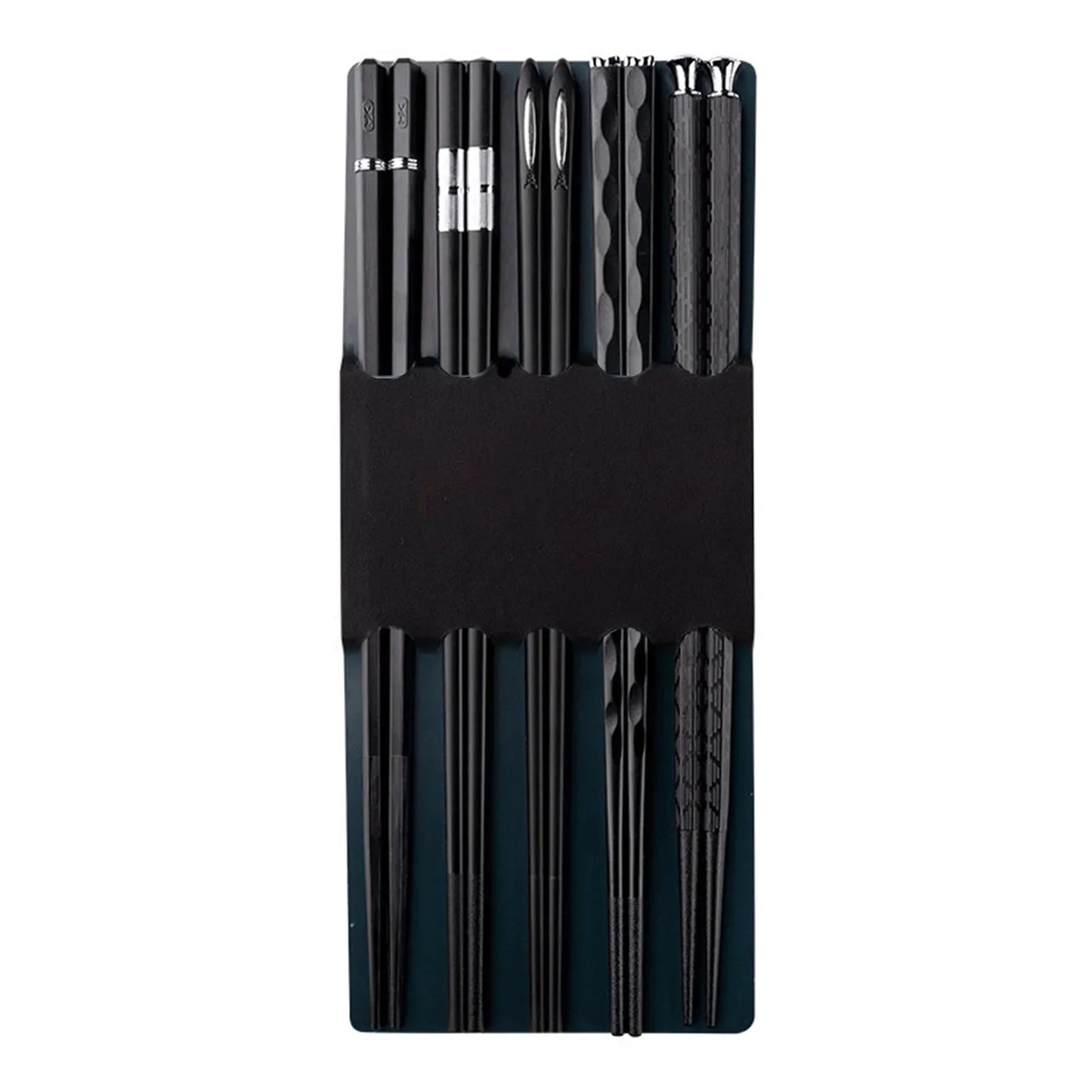 Premium Alloy Chopsticks Set – 5 Pairs, Non-Slip & Reusable
