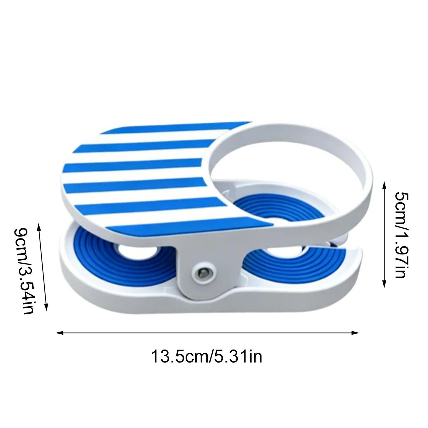 Drinking Cups Holder Clip Easy To Install Chair Desk Bottle Cup Stand Striped Pattern Portable Holder Clips for Home & Office Peaceful Pleasures Health and Wellness Blue