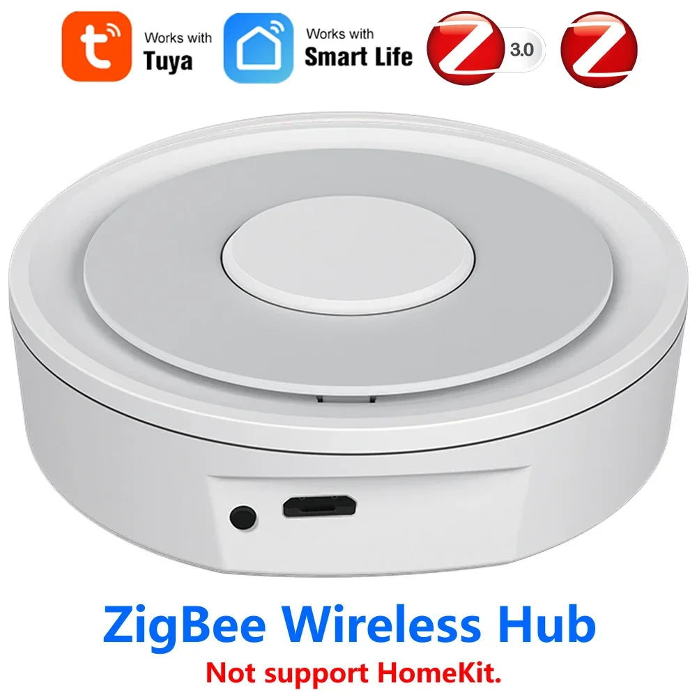 Tuya ZigBee Wireless/Wired Smart Gateway Hub Bridge Remote Linkage Devices WiFi Central Control Host Works With Smart Life APP Peaceful Pleasures Health and Wellness ZigBee Wireless Hub