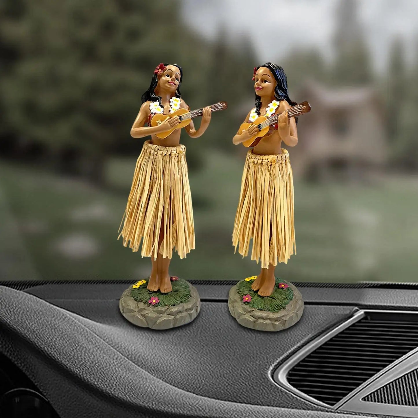 Hawaiian Dancing Girl Dashboard Doll | Hula Ukulele Car Decor