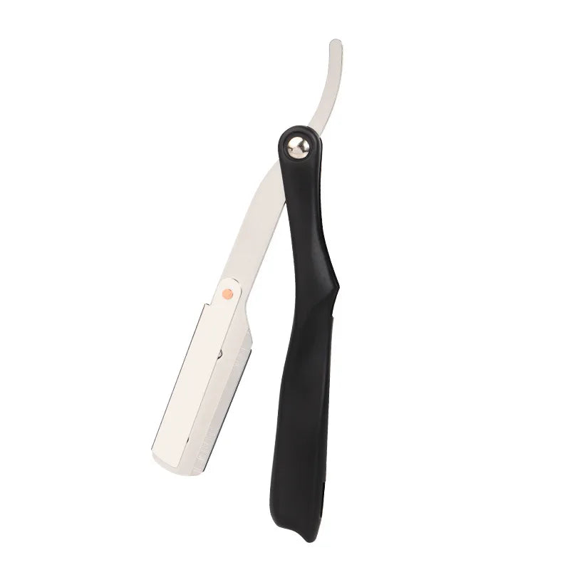 Light Weight Shaving Razor Classic Barber Grooming Tools Plastic Handle Stainless Steel Single Edge Blade Head Straight Razor Peaceful Pleasures Health and Wellness White