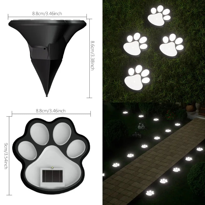 Solar Dog Paw Print LED Garden Ground Light | Outdoor Decor Solar Garden Light Peaceful Pleasures Health and Wellness WHITE