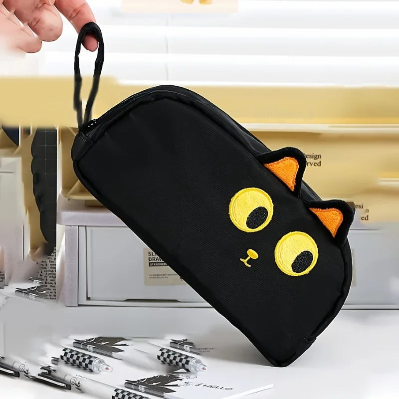 3D Black Cat Pencil Case – Large Capacity Paw Design Pouch