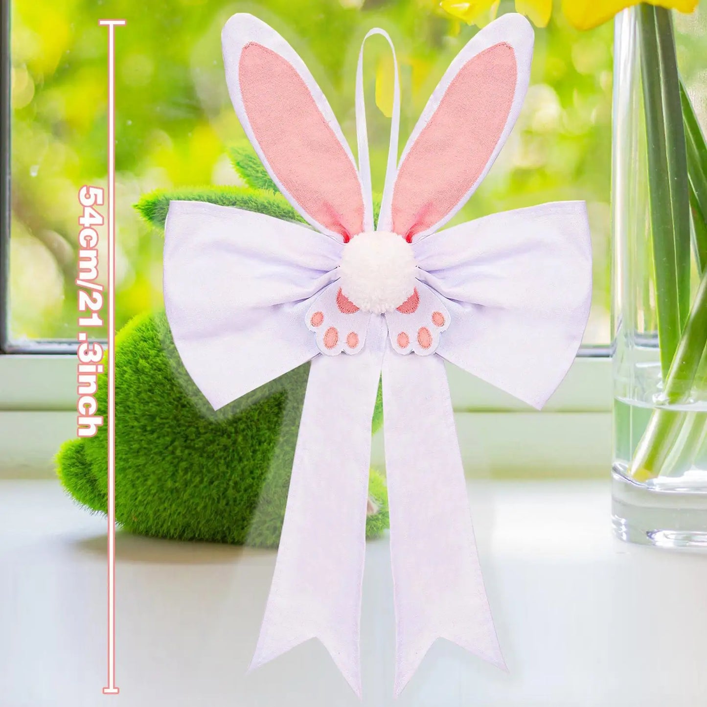 Spring Bow With LED Lights Spring Home Decor Cute Bunny Bow Easter Decorations For Holiday Party Bedroom Living Room Apartment Peaceful Pleasures Health and Wellness