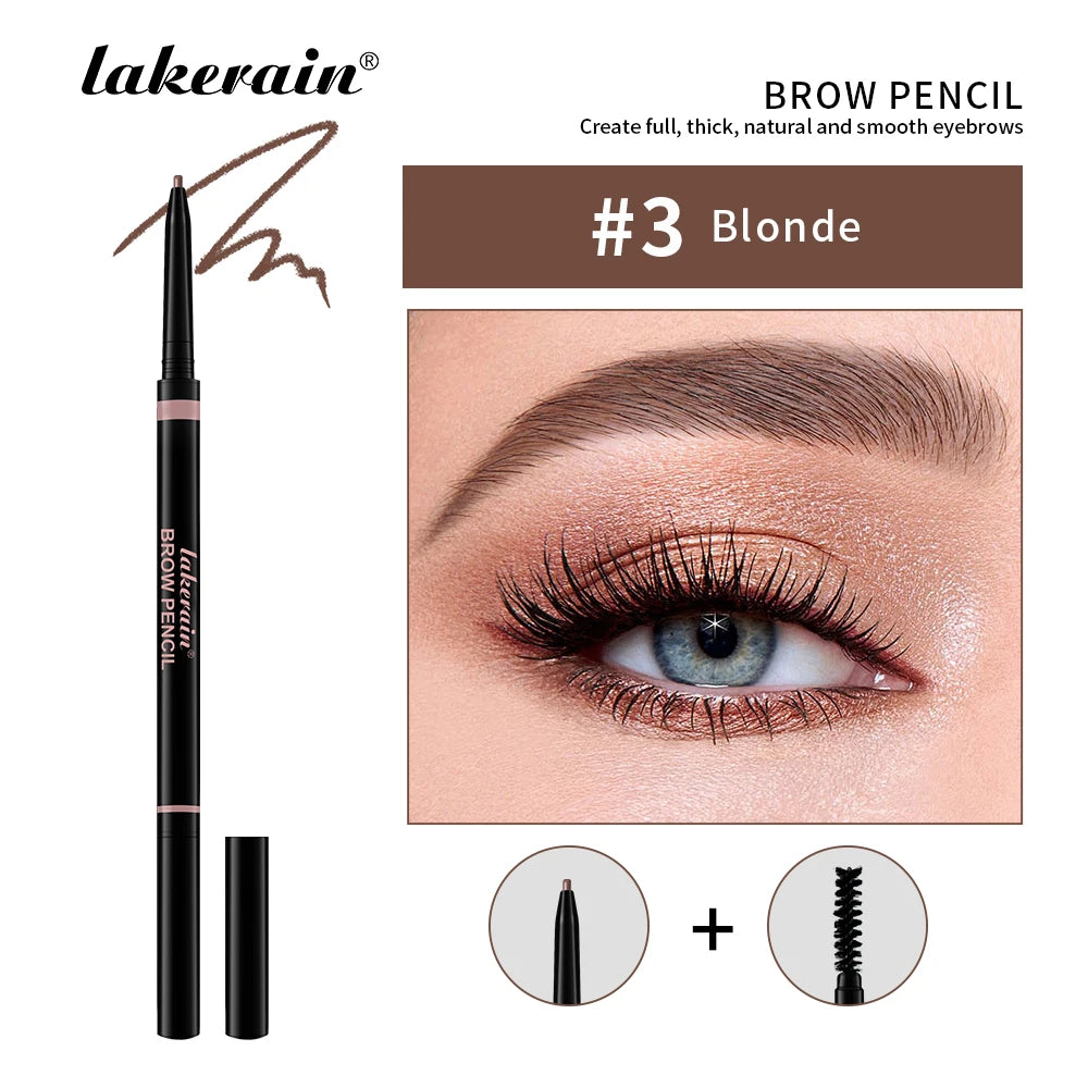 3Colors Double-headed Eyebrow Pencil Automatic Rotation Ultra-fine Eyebrow Pencil Waterproof Makeup Free Eye Cosmetics For Women Peaceful Pleasures Health and Wellness 3 blonde
