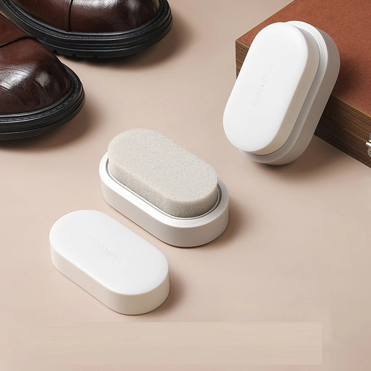 1Pcs Double-sided Sponge Shoe Polisher Portable Stain Removal Care Gentle on Leather Shoes Leather bag Leather jacket Peaceful Pleasures Health and Wellness Gray