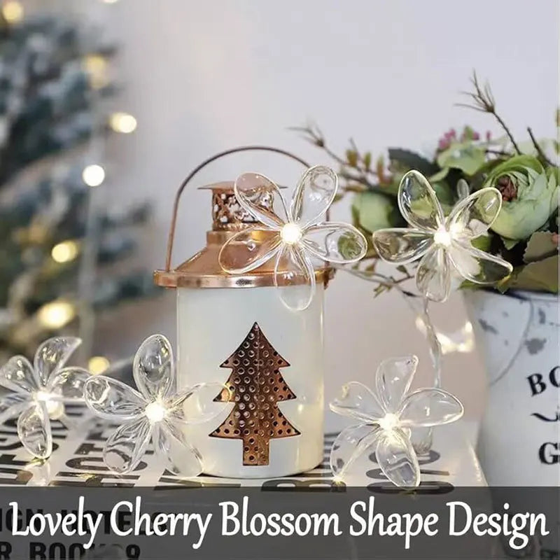 Cherry Blossom LED Fairy String Lights – Battery Powered Décor
