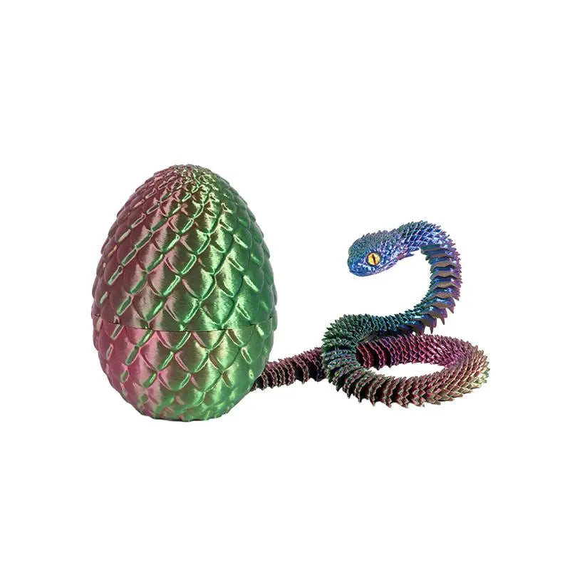 3D Printed Snake with Egg Figurine | 30cm Realistic Desk Ornament