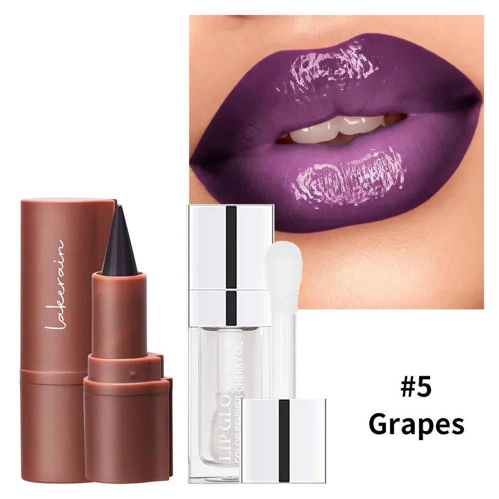 3D Lip Gloss & Lip Liner Set – Hydrating Long-Lasting Formula