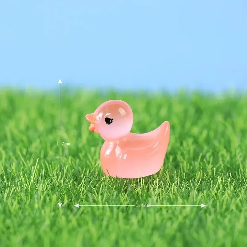 Glow-in-the-Dark Mini Duck Ornaments | Resin Decor 10pcs