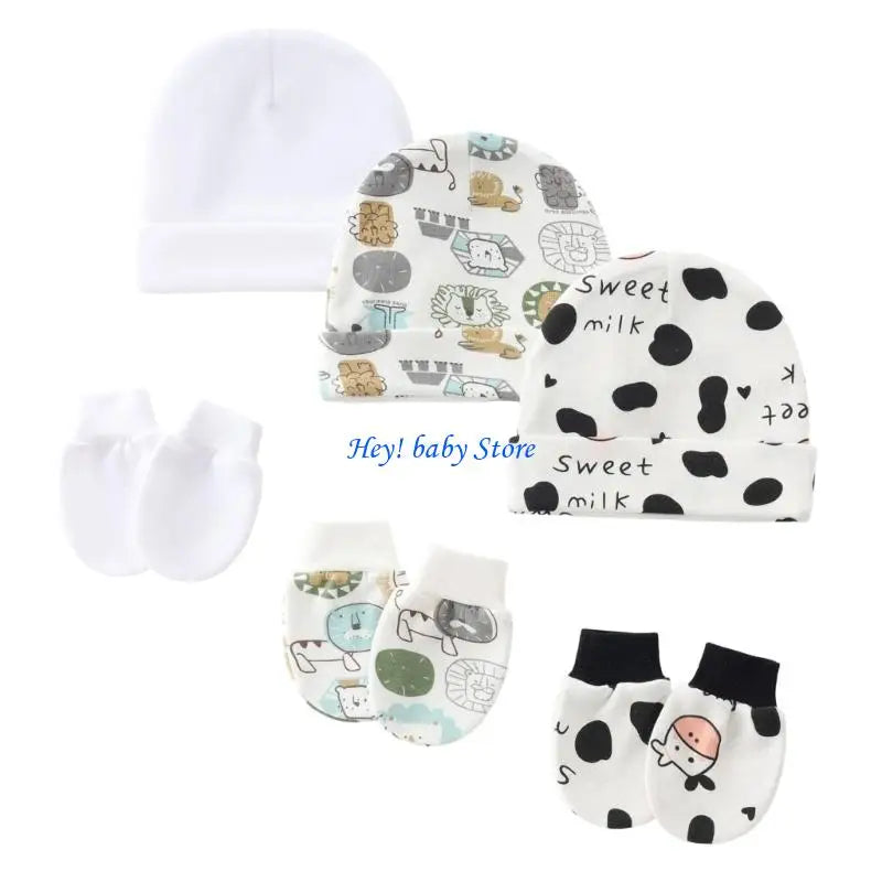 Baby Bonnet Hat & Mitten Set 3-Pack | Soft Cotton 0–3 Months
