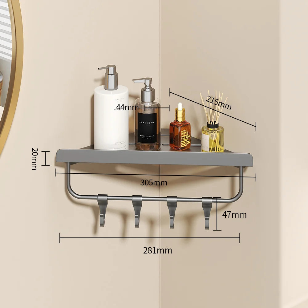 Wall Mounted Shower Corner Shelf – Metal Bathroom Storage Rack