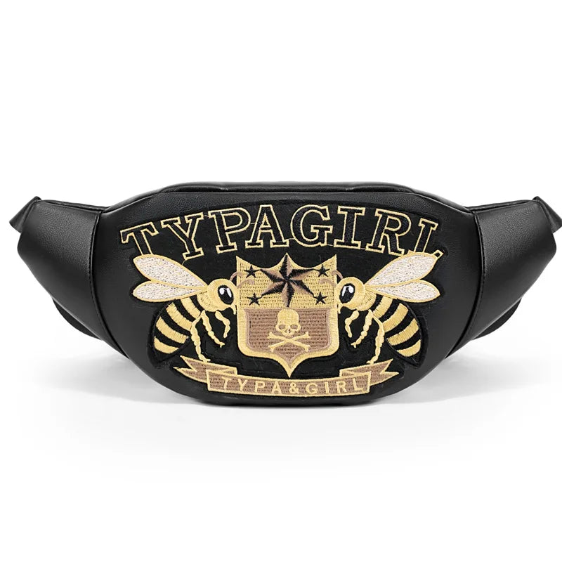 Embroidered Retro Fanny Pack | Korean Crossbody Chest Bag