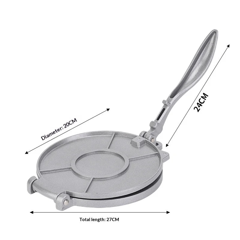 Kitchen Aluminum Alloy Hand-operated Mexican Tortilla Press Dough Press Manual Corn Dough Shaping Machine Pancake Press YUZI Peaceful Pleasures Health and Wellness Silver L