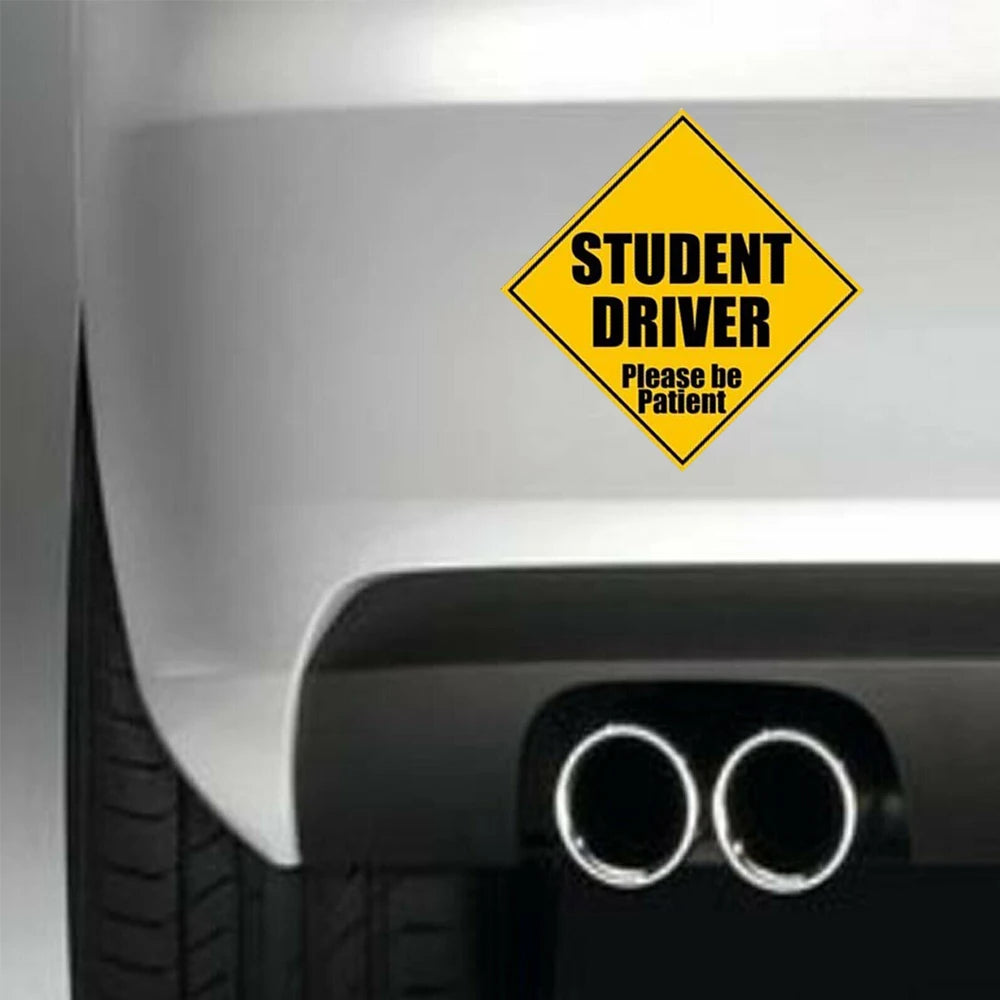 Student Driver Sticker Yellow Safety Decal School Teen Driver 5.5in 2Pack Peaceful Pleasures Health and Wellness