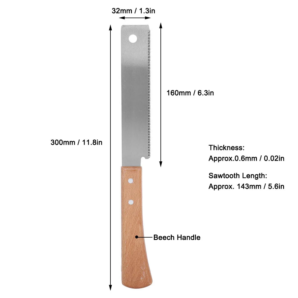 New Japanese Style Hand Saw Single Sided Wooden Handle Accurate Household Woodworking Flush Cutting Trim Tool 12in Wood Hand Saw Peaceful Pleasures Health and Wellness