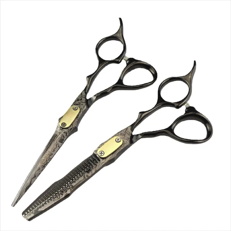 Professional Japan 440c Steel 6 Inch Hair Cutting Scissors Haircut Thinning Barber Cut Shears Hairdressing Scissors Peaceful Pleasures Health and Wellness 1set