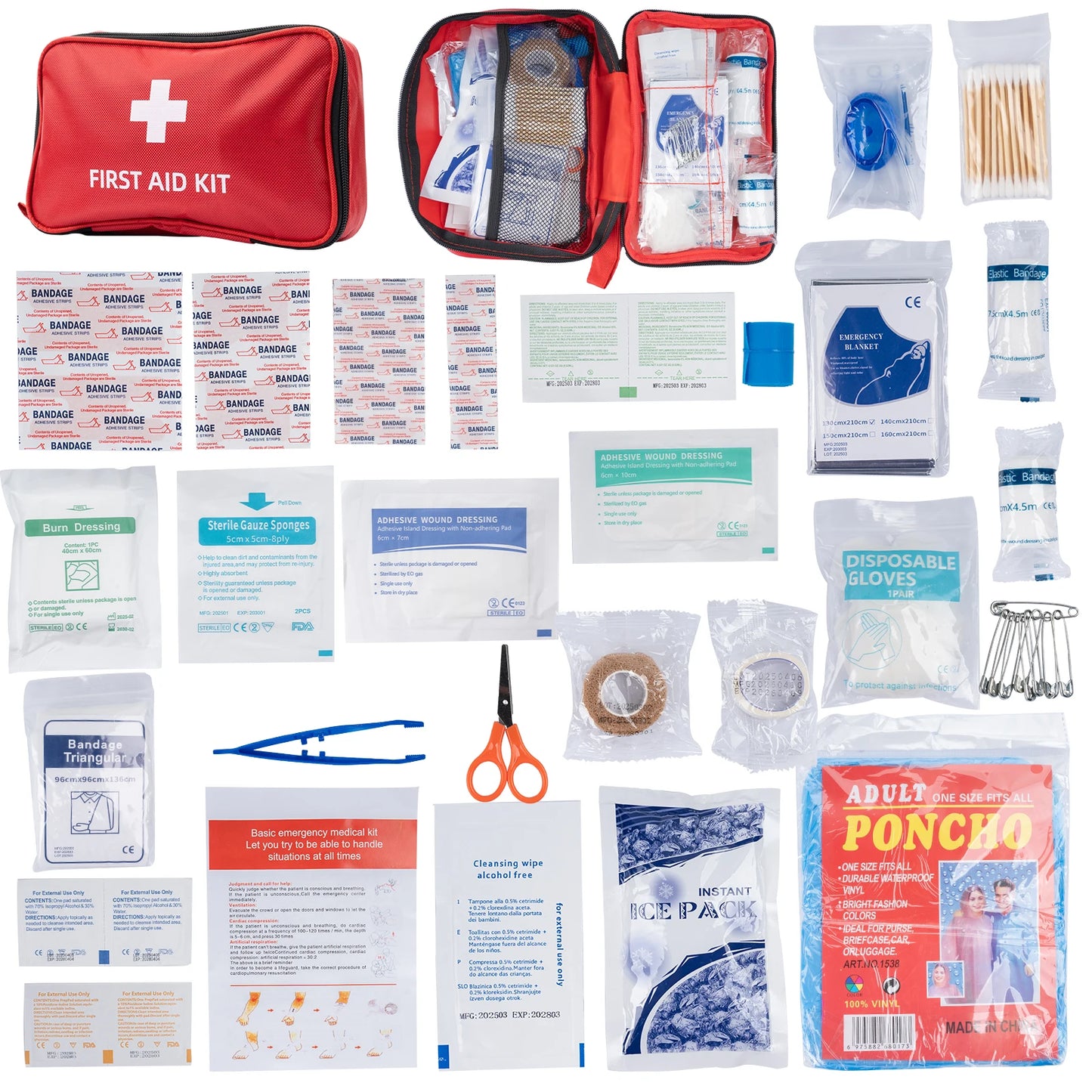101pcs/194pcs Pet First Aid Kit for Dogs & Cats - Emergency Bag for Hiking, Camping, Hunting, Home - Portable First-Aid Supplies Peaceful Pleasures Health and Wellness 194Pcs