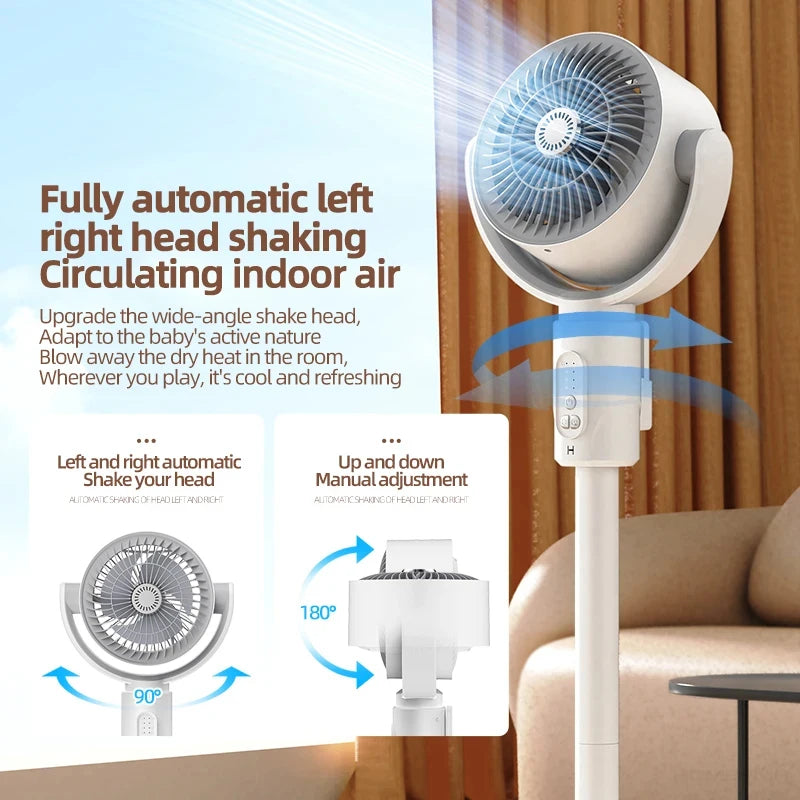 360 Circulation Quiet Powerful Floor Fan,Standing Smart Fans,with Remote Control Adjustable Height Peaceful Pleasures Health and Wellness