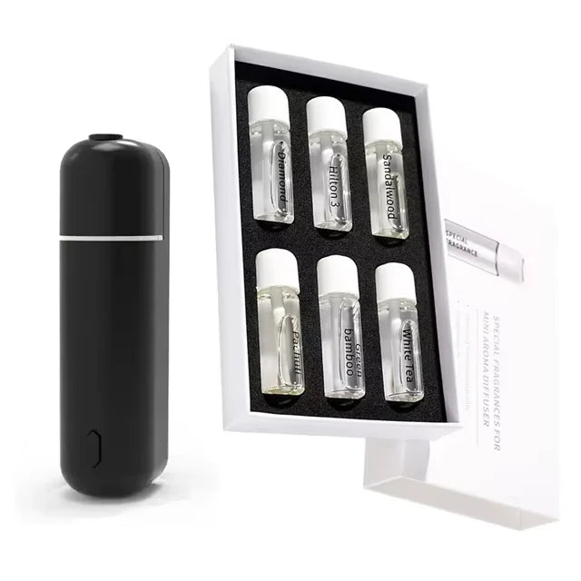 Car Aroma Diffuser Vent Clip Car Air Freshener Rechargeable Scent Machine Fragrance Oil Waterless Essential Oil Diffuser Peaceful Pleasures Health and Wellness Black