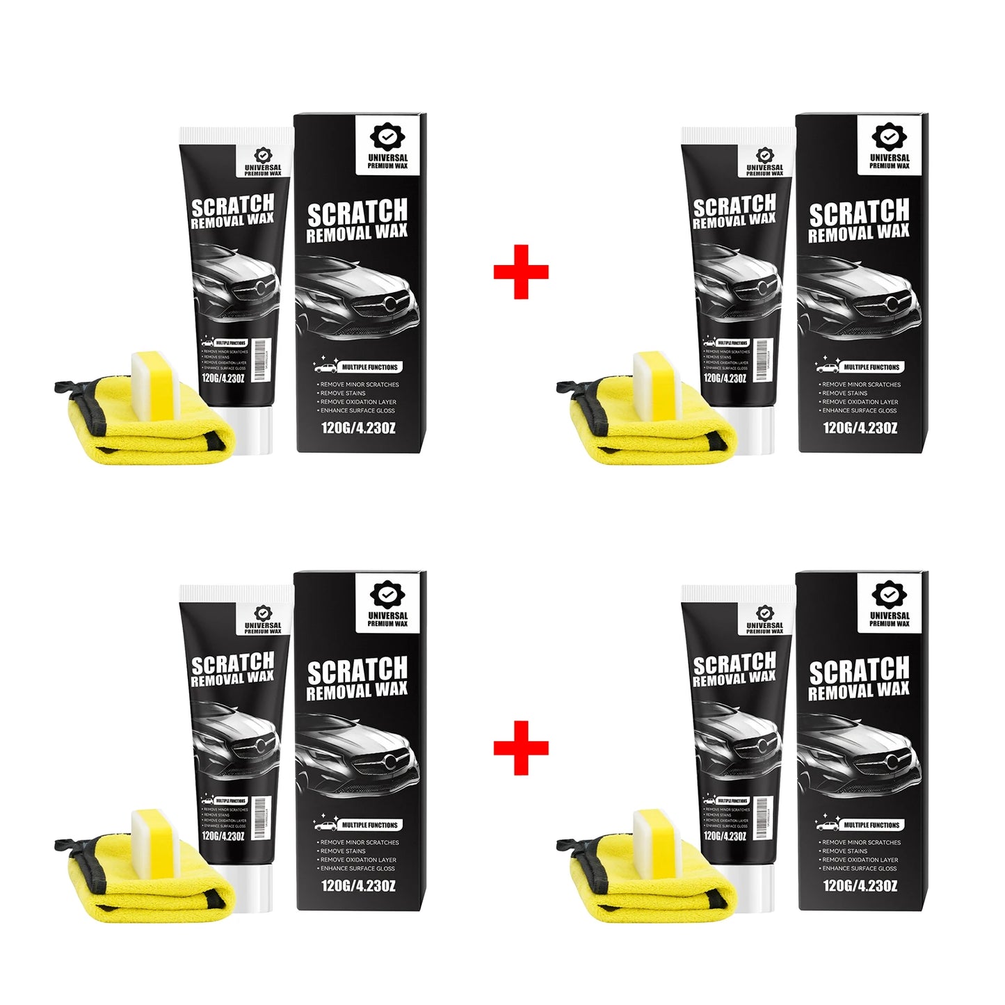 Car Scratch Repair Kit with Sponge & Towel Repair Coating Gloss Enhancement Car Surface Cleaning Repairing Products Peaceful Pleasures Health and Wellness 4pcs