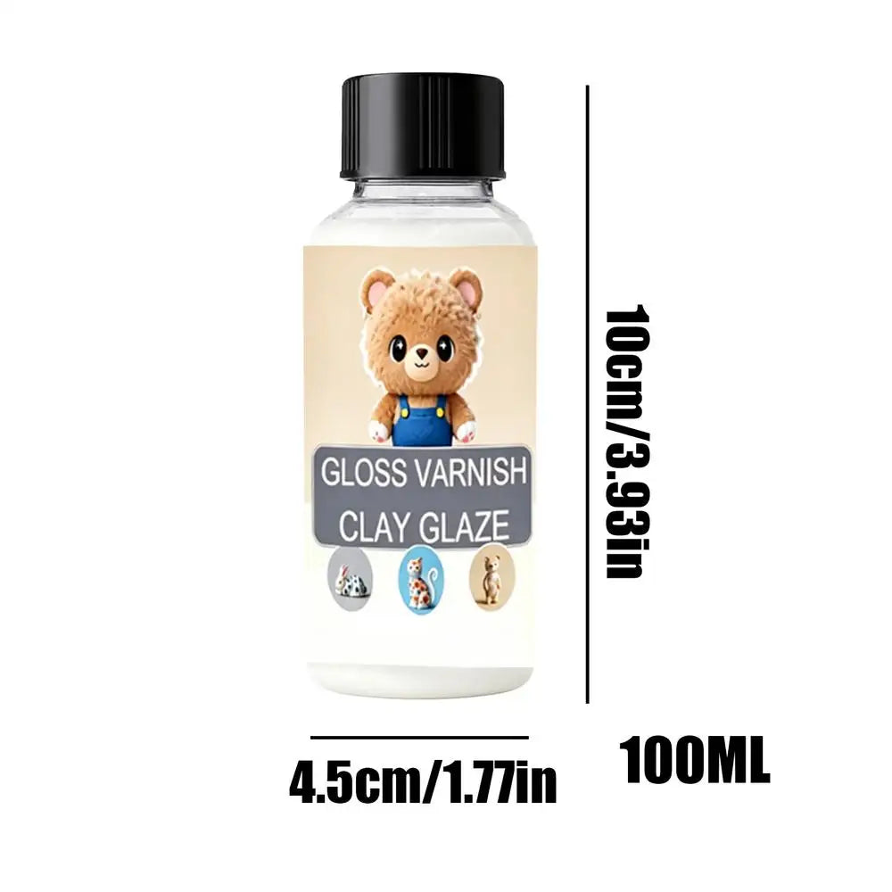 Air Dry Clay Glaze Clear Shine Varnish For Pottery Ceramic Wood Resin, Brush-On Finish Multi-Surface SealantCrafts Sculpting DIY Peaceful Pleasures Health and Wellness 100ml