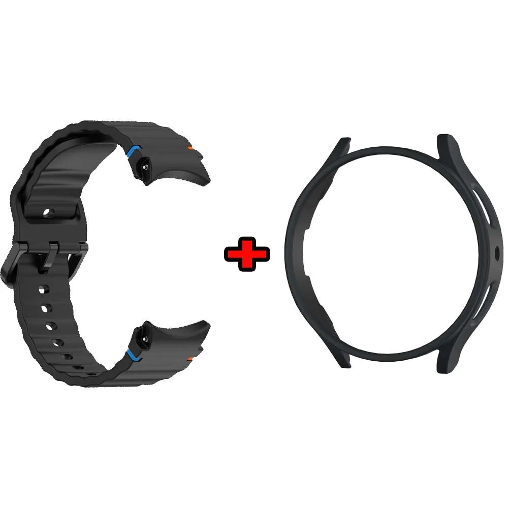 Silicone Band + PC Case for Samsung Galaxy Watch 7/6/5/4 40mm 44mm