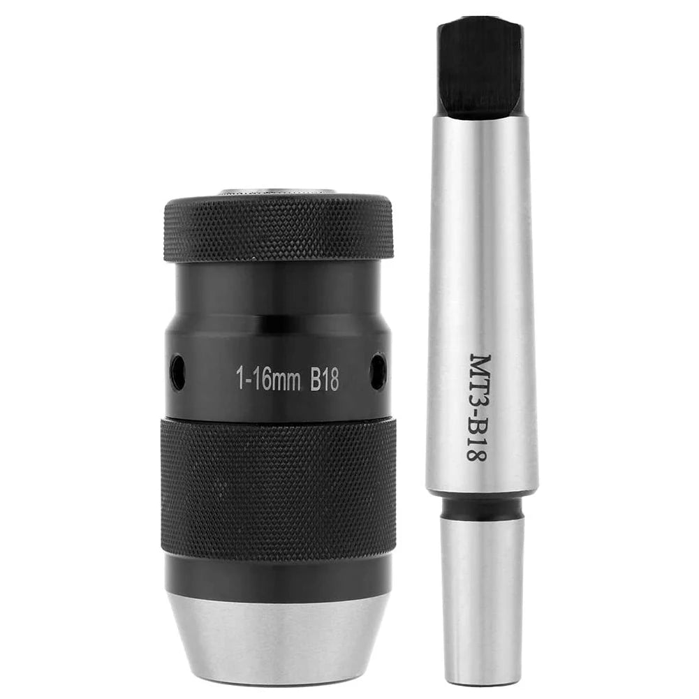 Keyless Lathe Drill Chuck Drill Chuck 1-16mm Capacity 45# Steel Self Tighten Keyless Lathe Drill Chuck with MT3-B18 Taper Arbor Peaceful Pleasures Health and Wellness