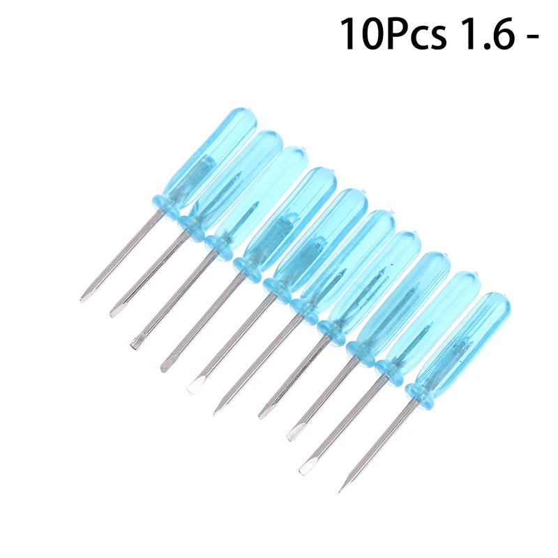 10Pcs Mini Screwdriver Blue Handle Mini Phillips Screwdriver Set Cross/Horizontal Head Precision Repair Tools Electronics Tools Peaceful Pleasures Health and Wellness C2