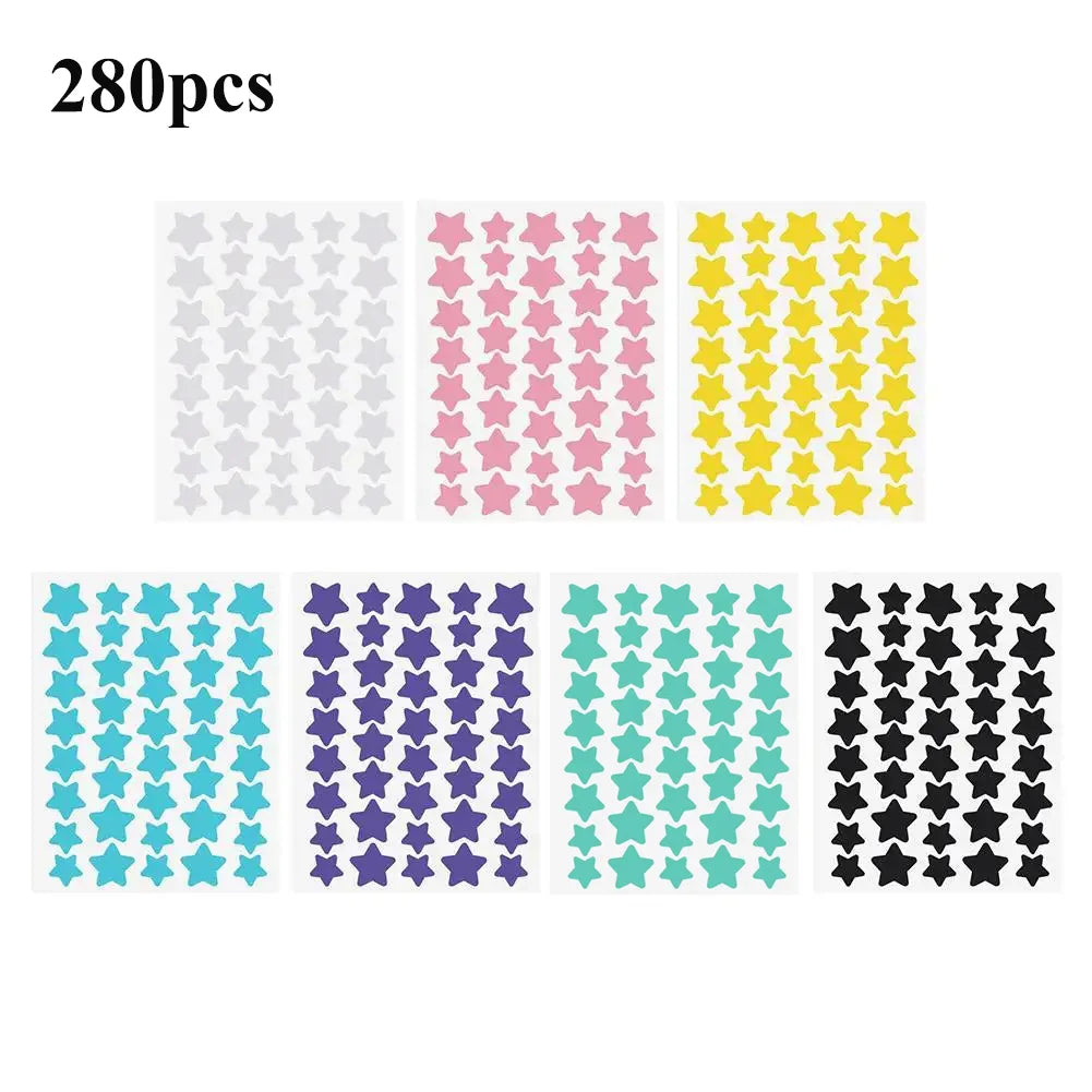120pcs/280pcs Star Colorful PE Pimple Patches Cute Star Shaped Pimple Cover Sticker Invisible Pimple Cover Removal Pimple Patch Peaceful Pleasures Health and Wellness 7 colors-280pcs