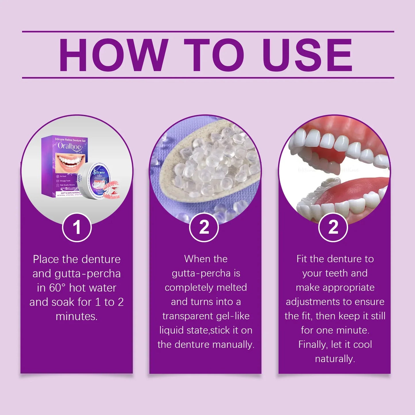 Oralhoe Silicone Temporary Denture Set – Natural Smile Fix