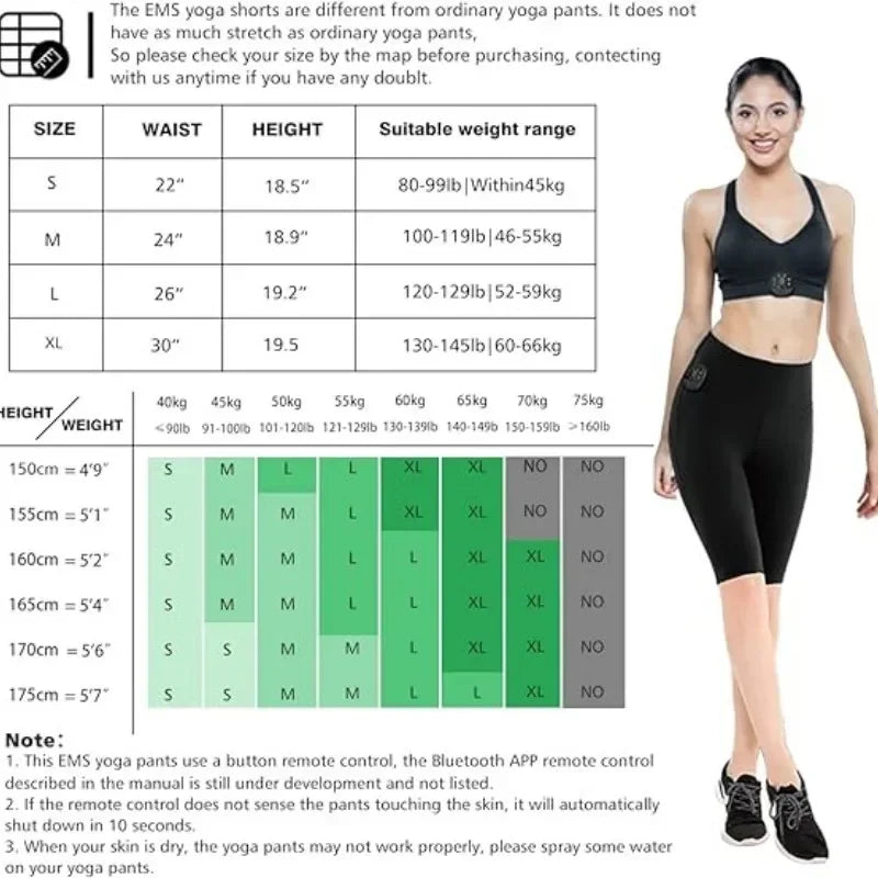 High Waist EMS Massage Yoga Pants with Buttock Muscle Stimulator 8 Modes 19 Intensity Levels Washable Exercise Fitness Shorts Peaceful Pleasures Health and Wellness