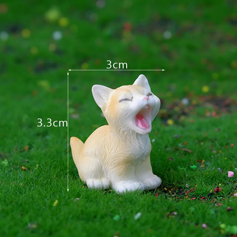 1PC Animal Miniature Fairy Garden Doll House Decoration DIY Micro Landscape Resin Cat Ornament Kitten Figurine Home Decor Peaceful Pleasures Health and Wellness 2 Golden Cat