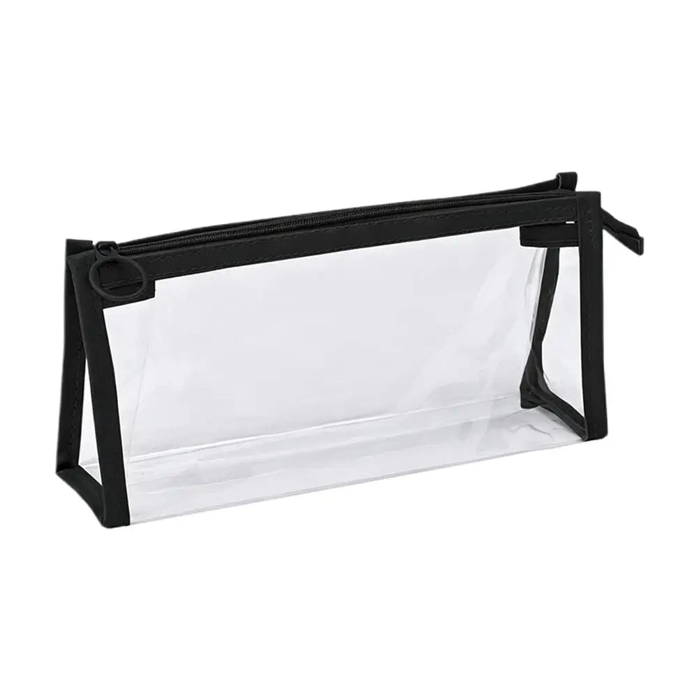 Clear PVC Zipper Pouch Waterproof Cosmetic Makeup Bag Portable Stationery Pencil Case Travel Wash Toiletry Organizer Bag Peaceful Pleasures Health and Wellness Black