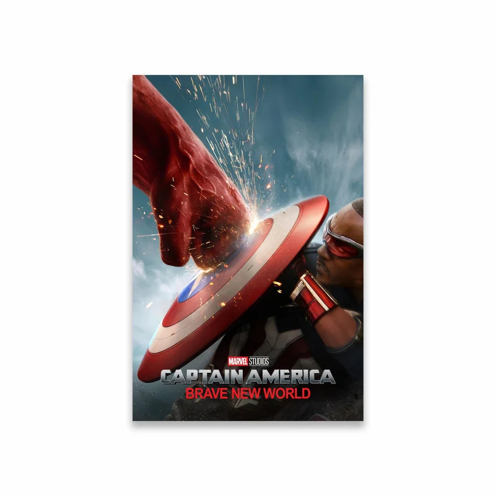 Captain America Poster Superhero Wall Art Brave New World Movie Print Modern Canvas Painting Home Bedroom Wall Decor Peaceful Pleasures Health and Wellness 1 35x45cm