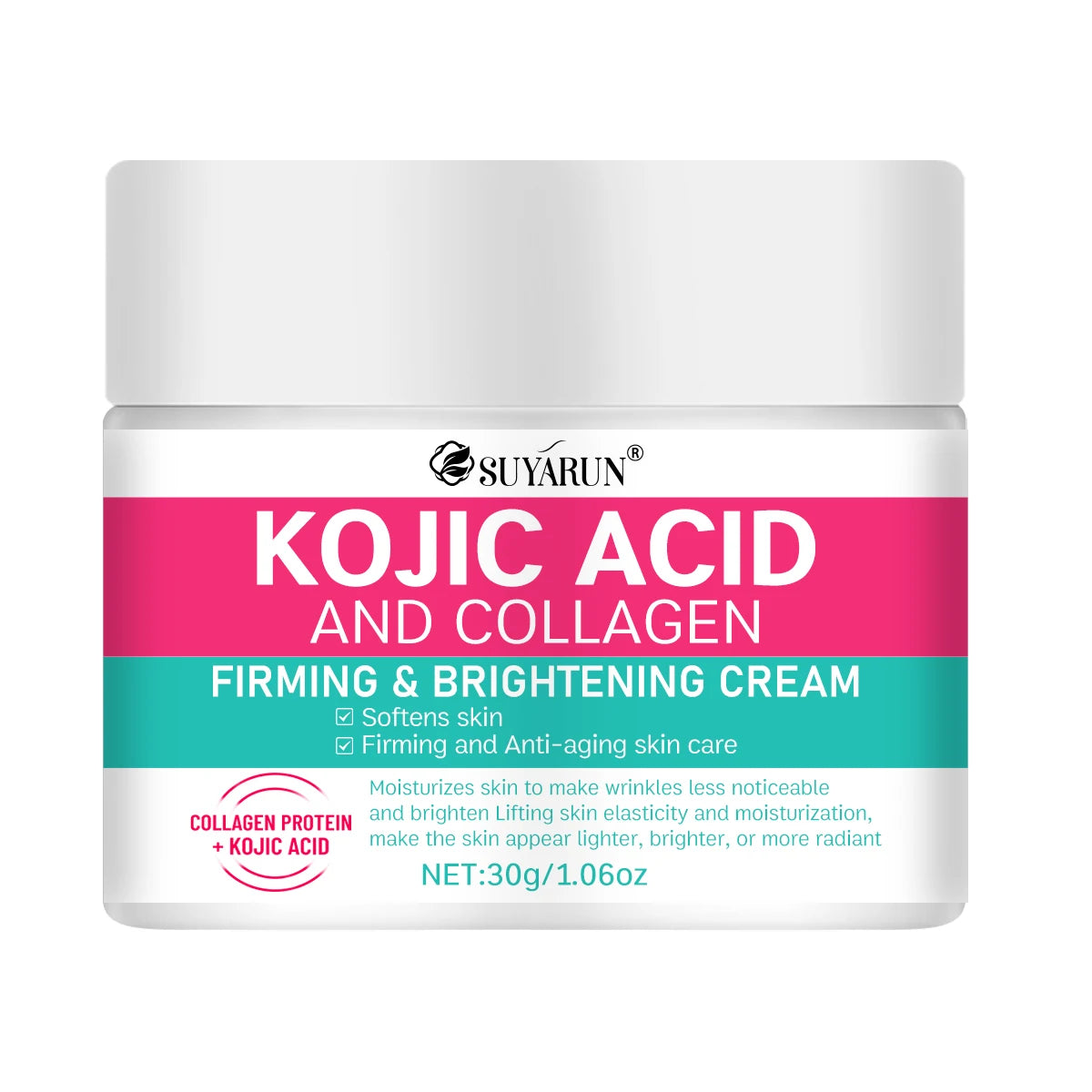 SUYARUN Professional Kojic Acid & Collagen Face Cream - Brightening Anti-Aging Moisturizer for Dark Spots, Wrinkles & Even Skin Peaceful Pleasures Health and Wellness 30g