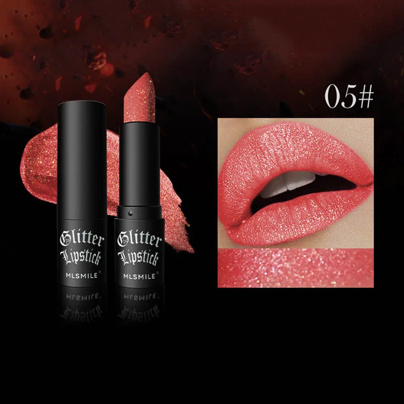 MLSMILE Glitter Lipstick | Waterproof Metallic Pearlescent 6 Colors