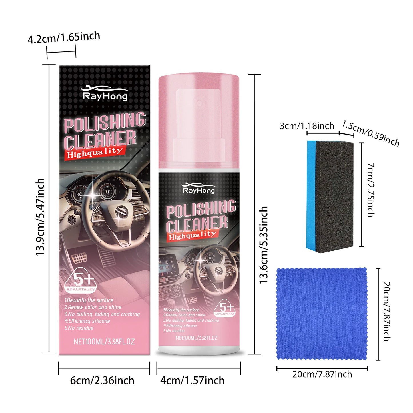Rayhong 100ml Car Interior Polish & Leather Care Kit