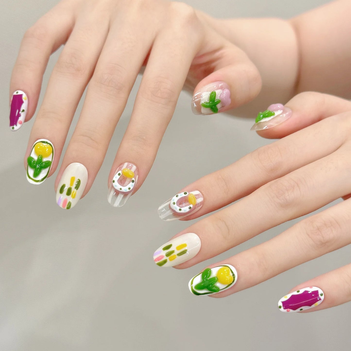 10pcs Handmade Press on Nails 3D Strawberry Decor Fake Nails for Girl Wearable Detachable Short Pink Cat Eye False Nail Tips Peaceful Pleasures Health and Wellness