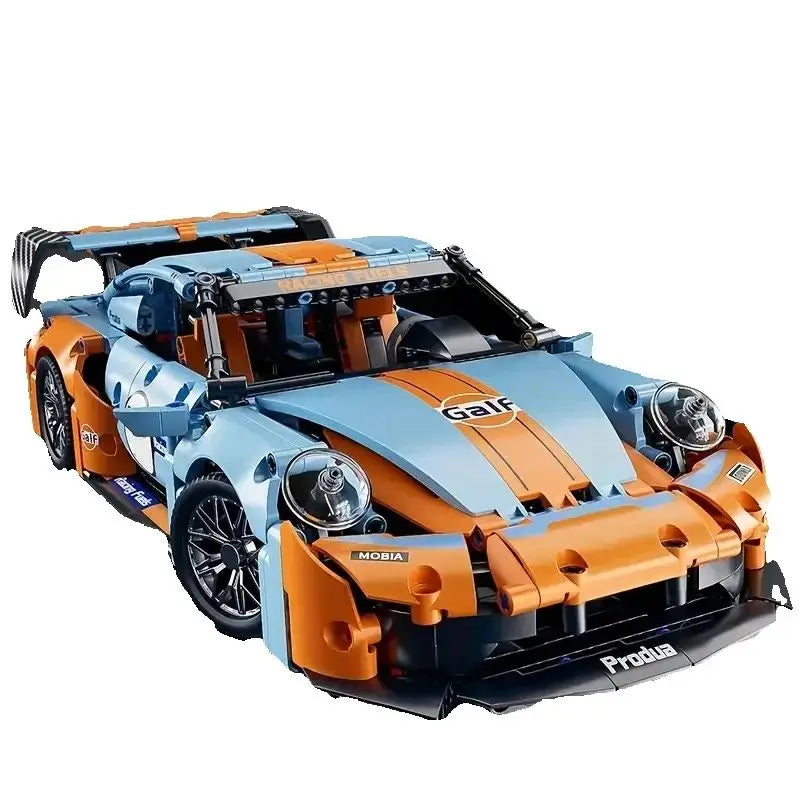 1200+Pcs Blue Supercar Building Block Fast Assembly Race Car Model