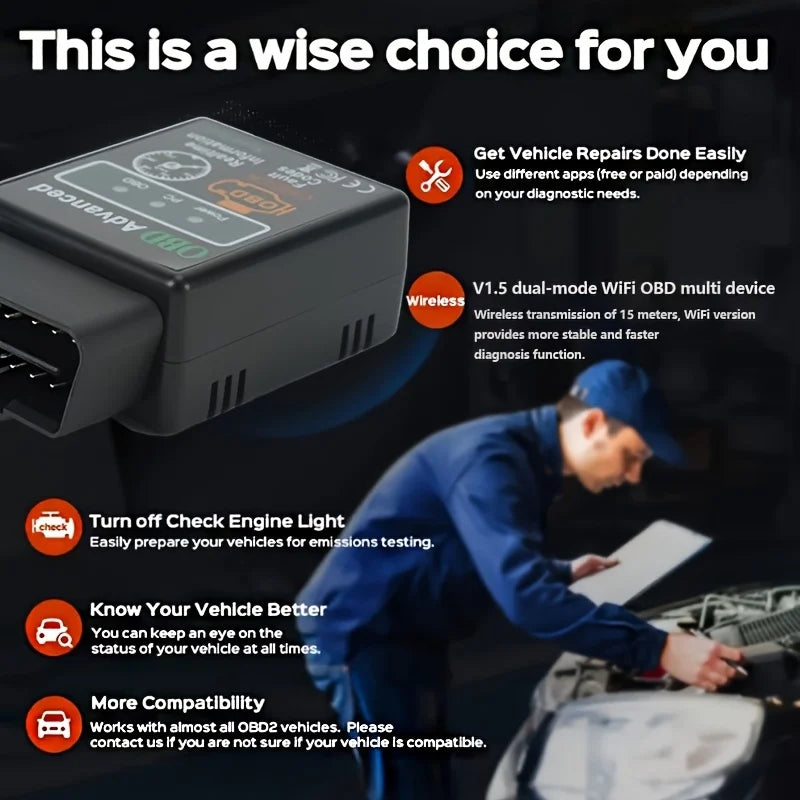 Car Code Scanner, Compact Scanner, Portable Device, Durable, Precision Tool, Diagnostic Equipment, Vehicle Owner, Automotive Technician Peaceful Pleasures Health and Wellness
