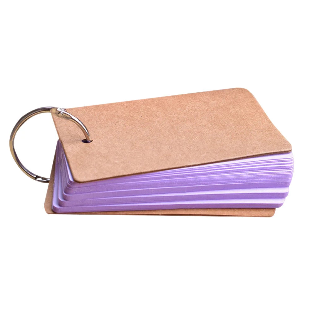 Notepad,Portable Buckle Binder Notes Flash Cards Memo Pads Diy Blank Card Simplified And Blank Student English Vocabulary Book, Peaceful Pleasures Health and Wellness Purple