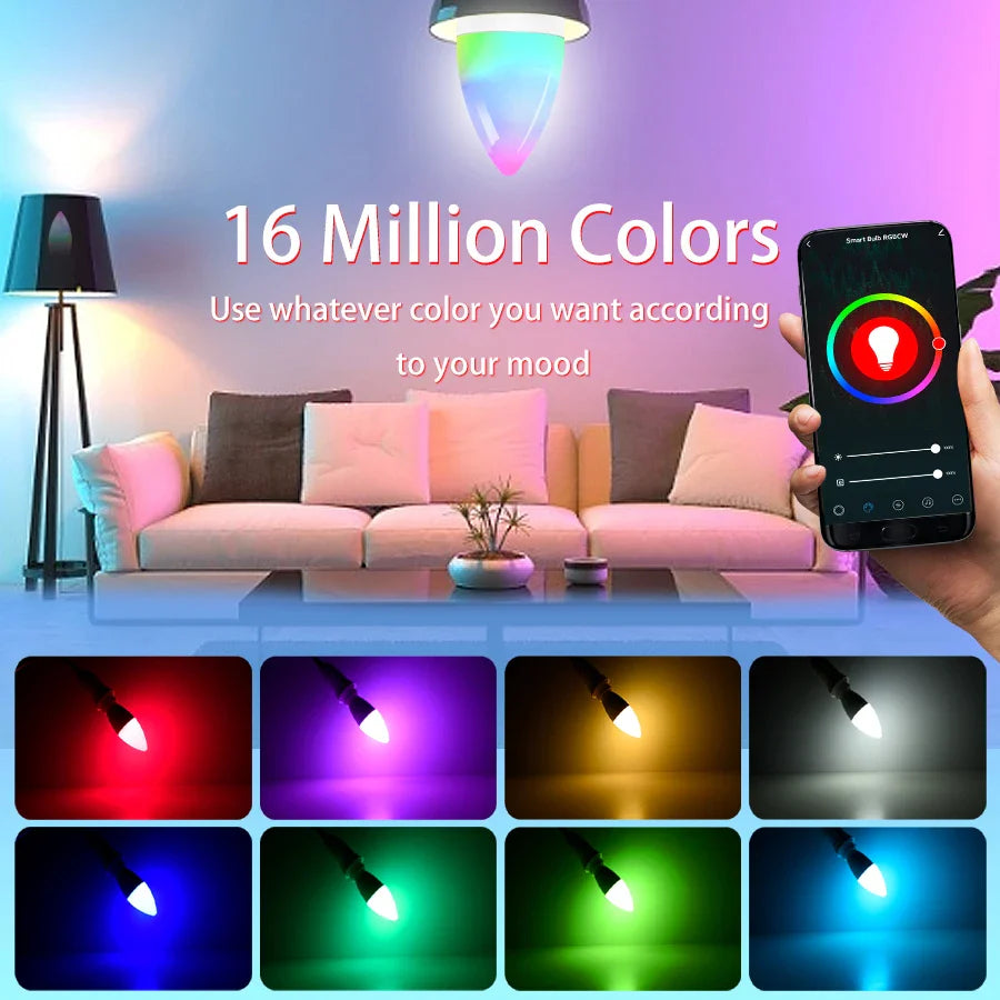 E14 WiFi Smart Candle Bulb – Alexa & Google Home, Tuya