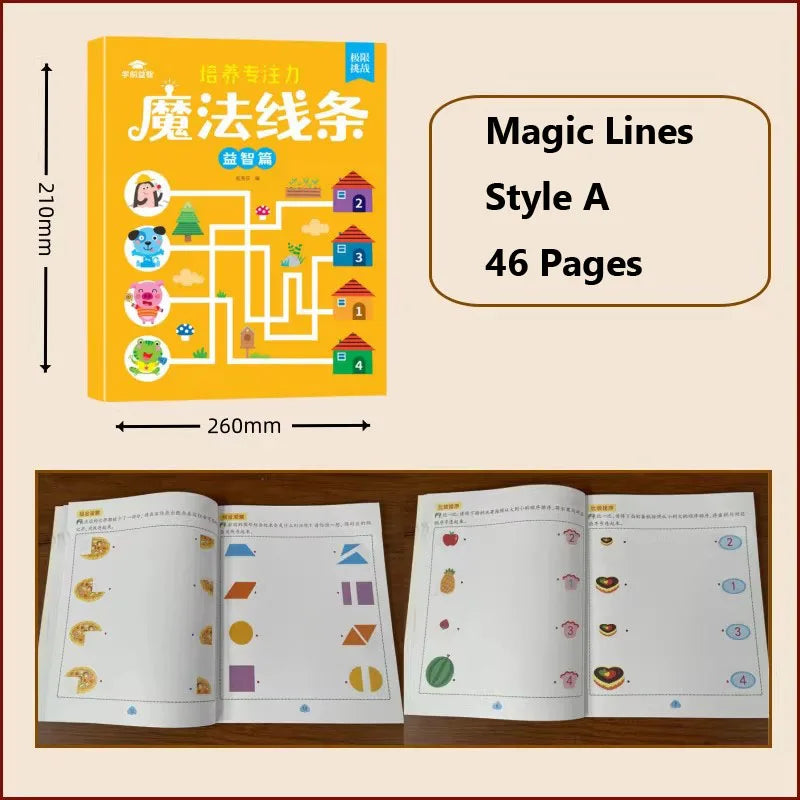 Kids Magic Line Drawing Book 46 Pages Connect Dots Activity Workbook