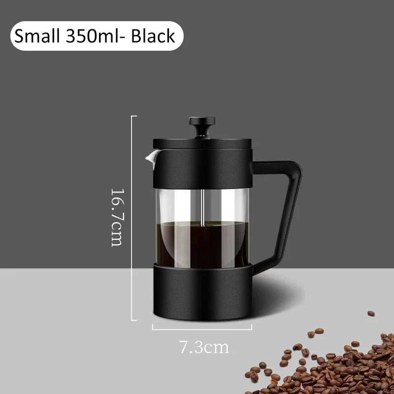 350/600/1000ML French Press Coffee Maker Pot Thickened Borosilicate Glass French Press Coffee Maker Multifunction Hand Punch Pot Peaceful Pleasures Health and Wellness 350ML